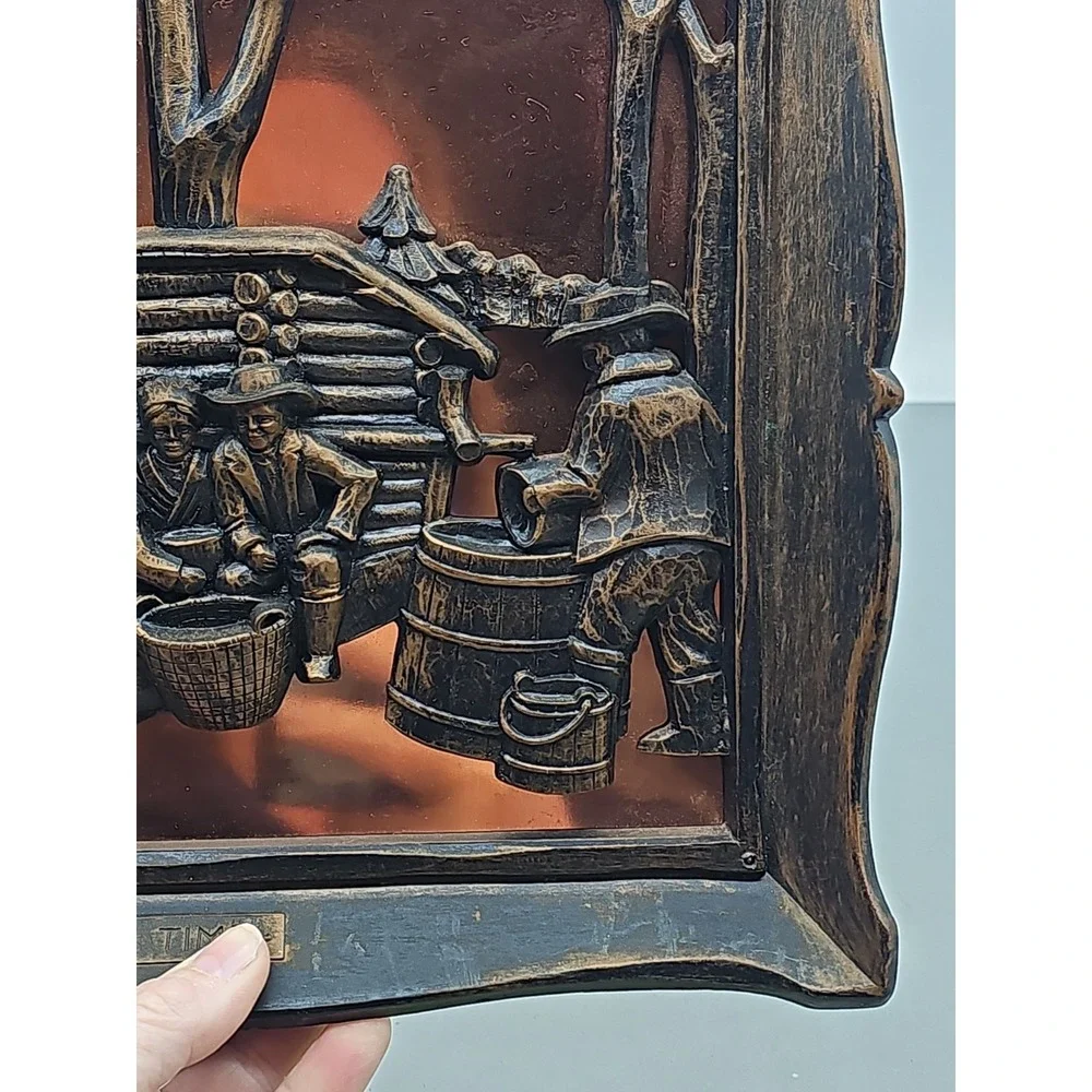 Vintage Coppercraft Guild Copper 3D Wall Art Maple Sugar Time 14x10